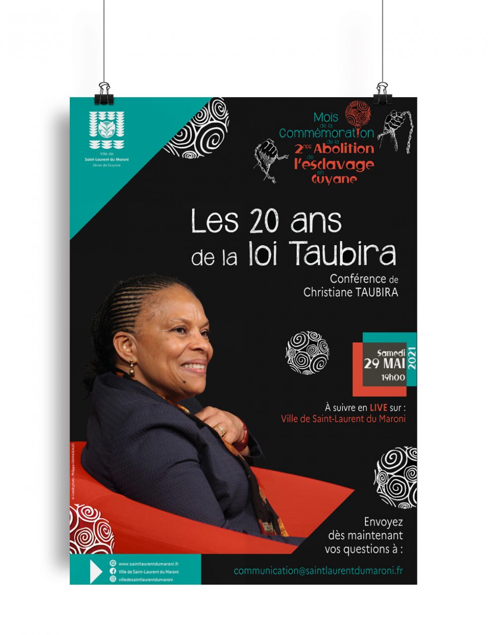 Création affiche Conférence Christiane Taubira par Mitaki Design graphiste Toulouse