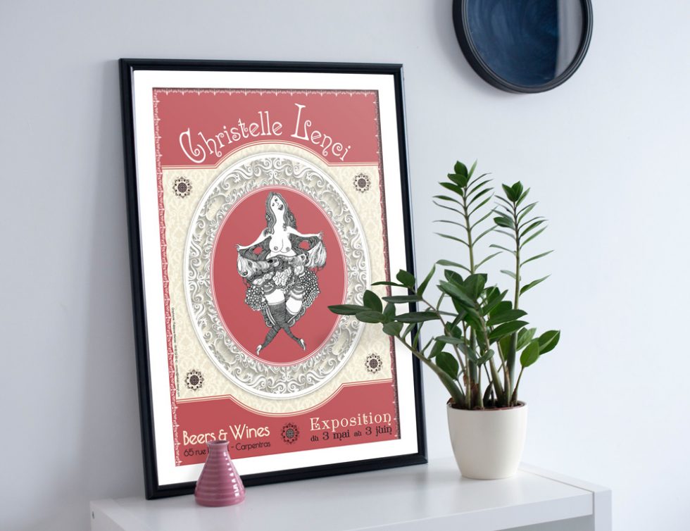 Création affiche expo dessins LENCI-MITAKI DESIGN graphiste Toulouse