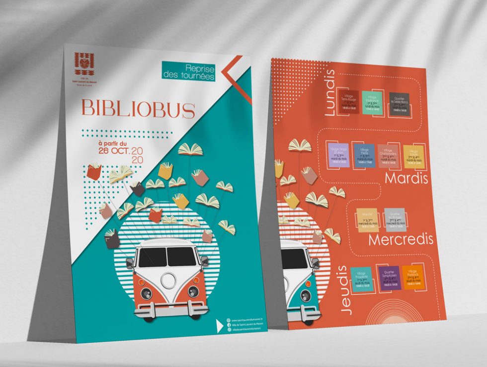 Flyer Bibliobus Ville de Saint-Laurent du Maroni par MITAKI DESIGN graphiste Toulouse