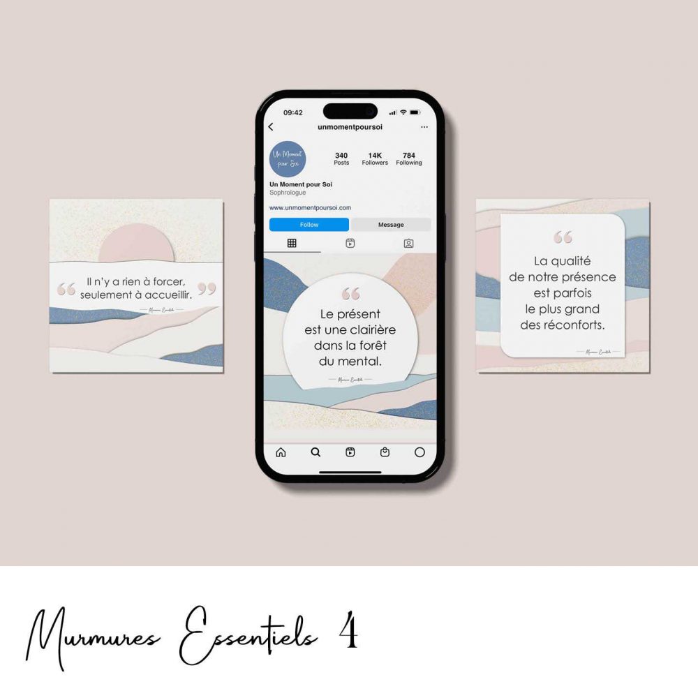 Visuel réseaux sociaux - Citations apaisantes sur la paix et la présence - Murmures Essentiels 4