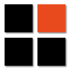 Color swatches grid showing black, orange, black, and black in a 2×2 layout.